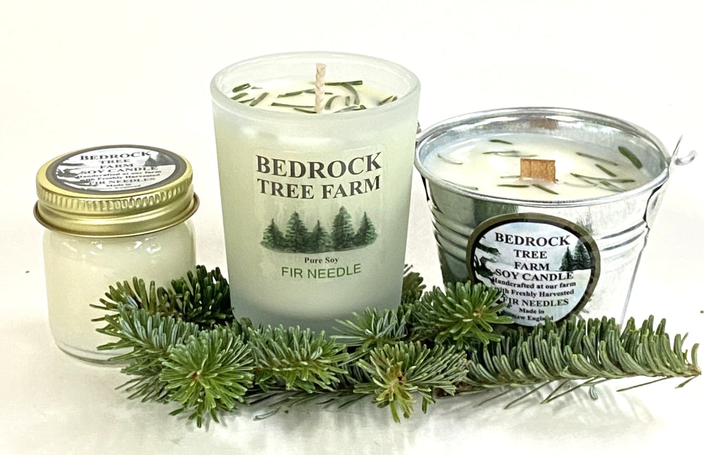 SOY CANDLE Fir Needle Natural Galvanized Pail 3 oz. Wooden Wick - P3N