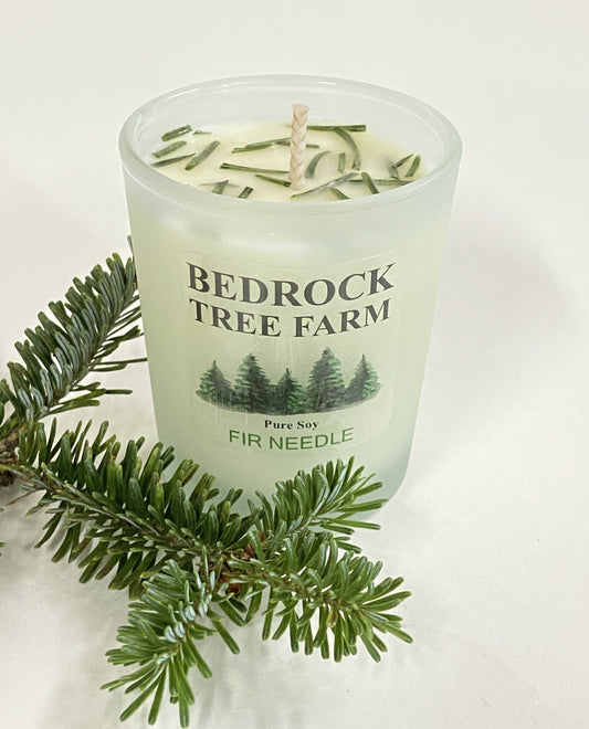 SOY CANDLE - Fir Needle Natural Frosted Glass Votive  2.5 oz. Single Cotton Wick - VHN