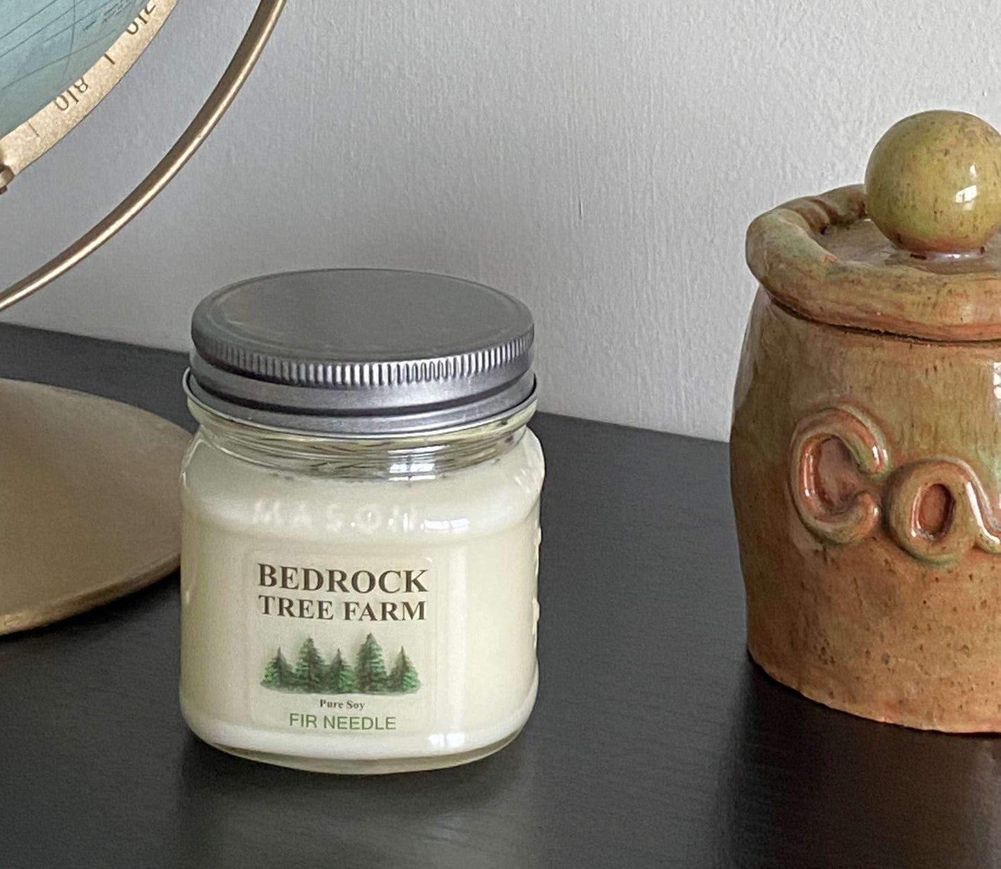 SOY CANDLE - Fir Needle Natural Mason Jar 8 oz. Single Cotton Wick - MJ8N