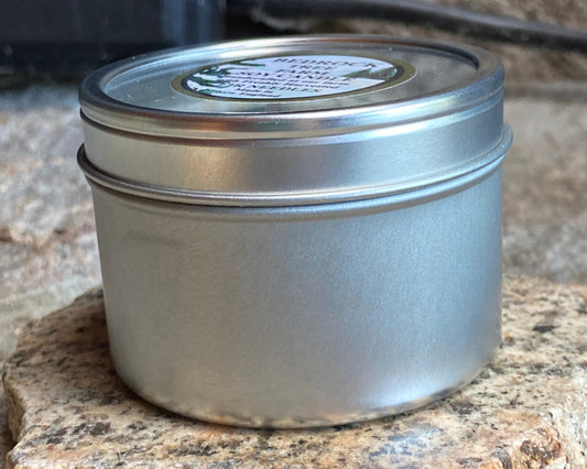 SOY CANDLE Fir Needle Natural Candle Tin 4 oz. with Window Lid Single Cotton Wick - CT4