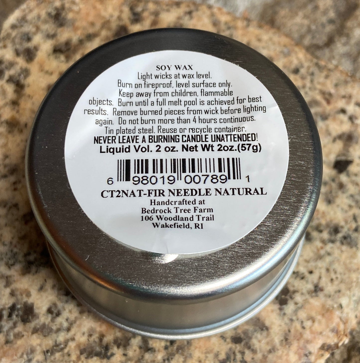 SOY CANDLE Fir Needle Natural Candle Tin - 2 oz. Single Cotton Wick - CT2