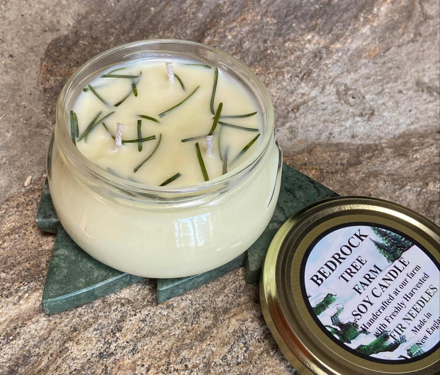 SOY CANDLE Fir Needle Natural Tureen Jar 6 oz. Triple Cotton Wick - TJ6