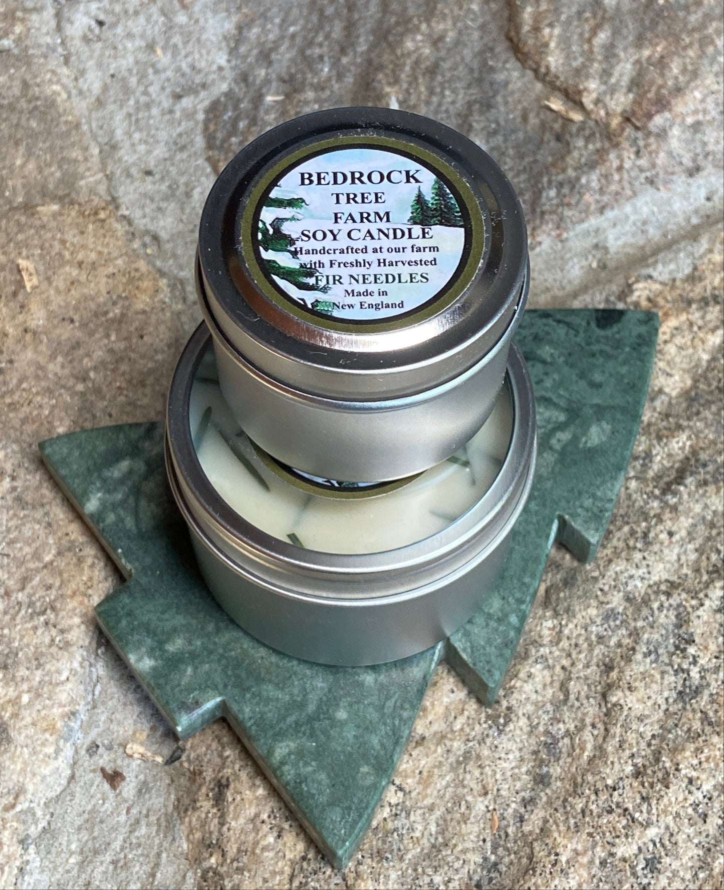 SOY CANDLE Fir Needle Natural Candle Tin - 2 oz. Single Cotton Wick - CT2
