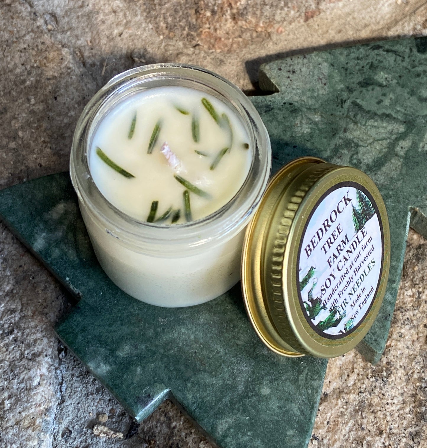 SOY CANDLE Fir Needle Natural Mason Mini Jar 1.25 oz. Single Cotton Wick - MJ125N